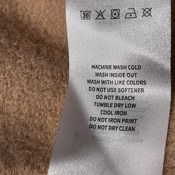 Elfric Eden Sweater‎ Mens Medium Beige Cable Knit Pullover Crewneck Chunky Warm - Picture 7 of 8